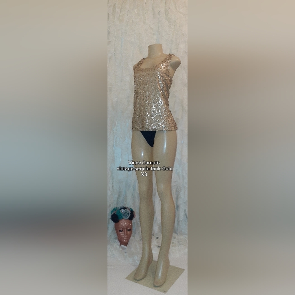 Vince Camuto Sequin Tank Top – XS – Gold | Vintage